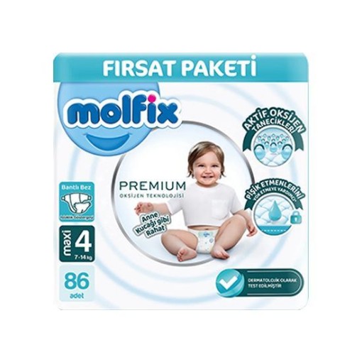 MOLFİX BEBEK BEZİ PREMİUM ULTRA FIRSAT (4 NO) 86 L. ürün görseli